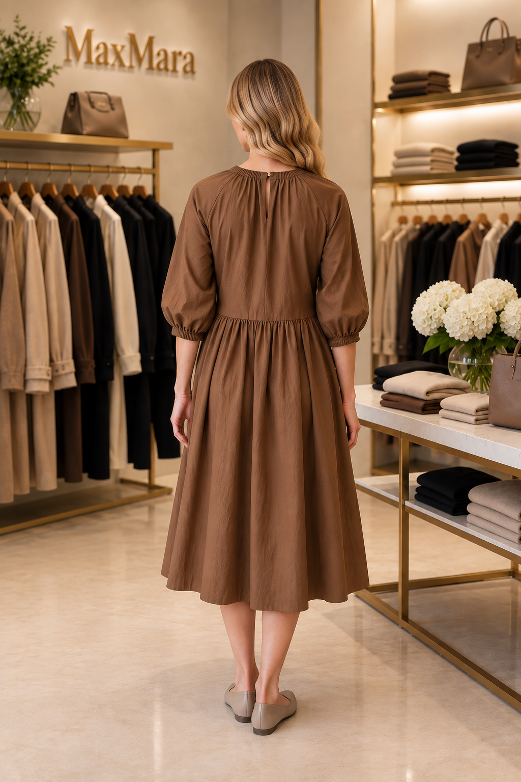 Max Mara-гийн Шоколадан Бор Өнгөтэй Миди Даашинз