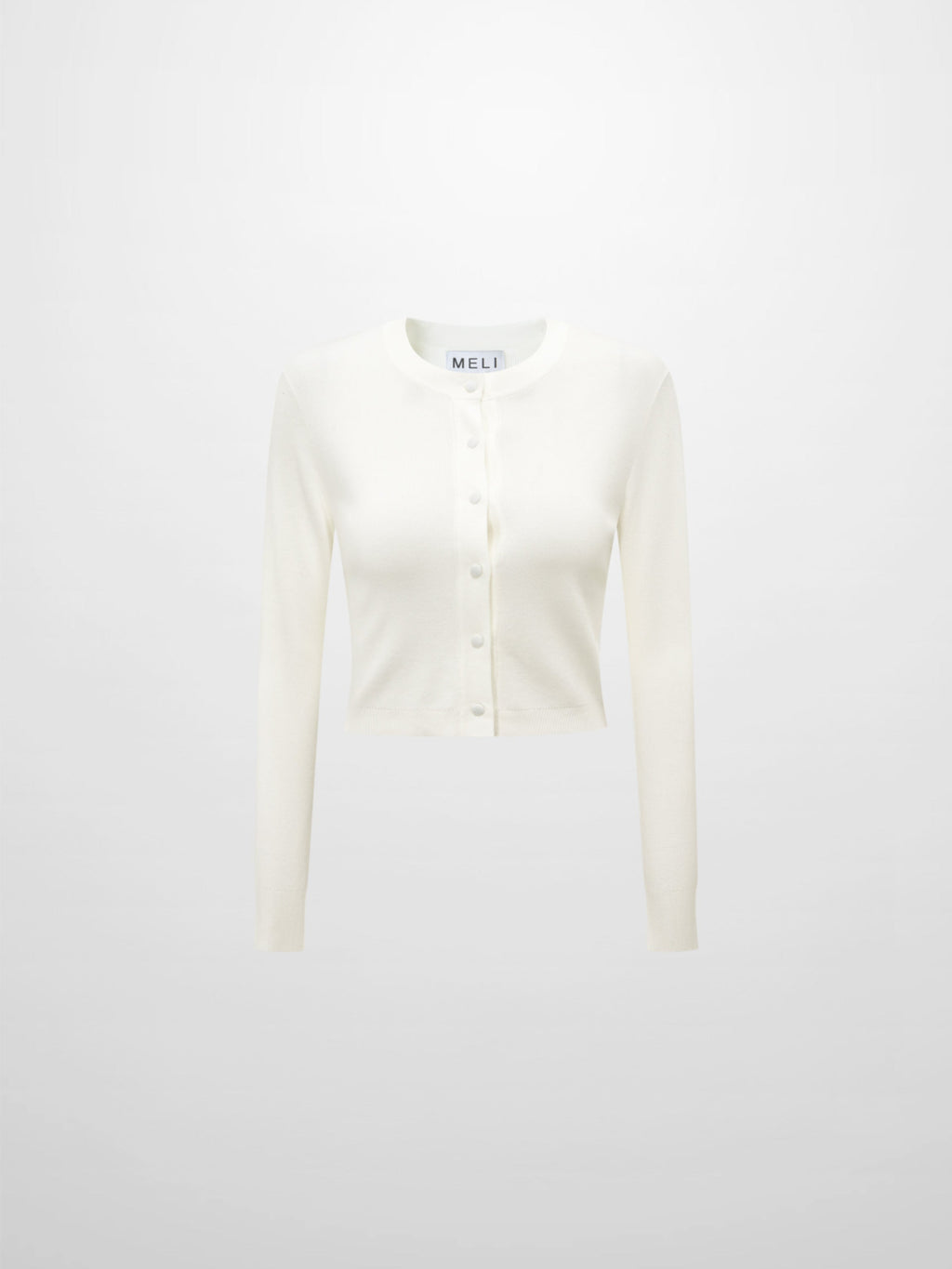 Basic Crew Knit Cardigan 17"- Cream