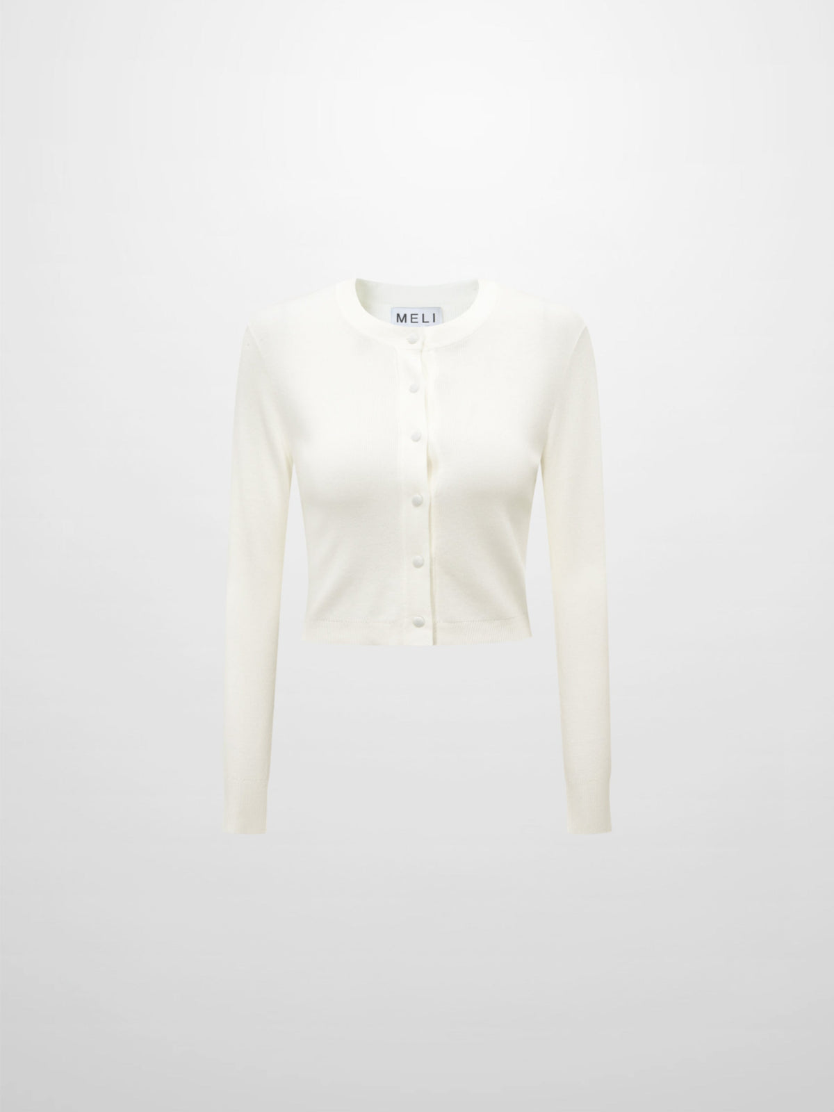Basic Crew Knit Cardigan 17"- Cream
