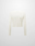 Basic Crew Knit Cardigan 17"- Cream