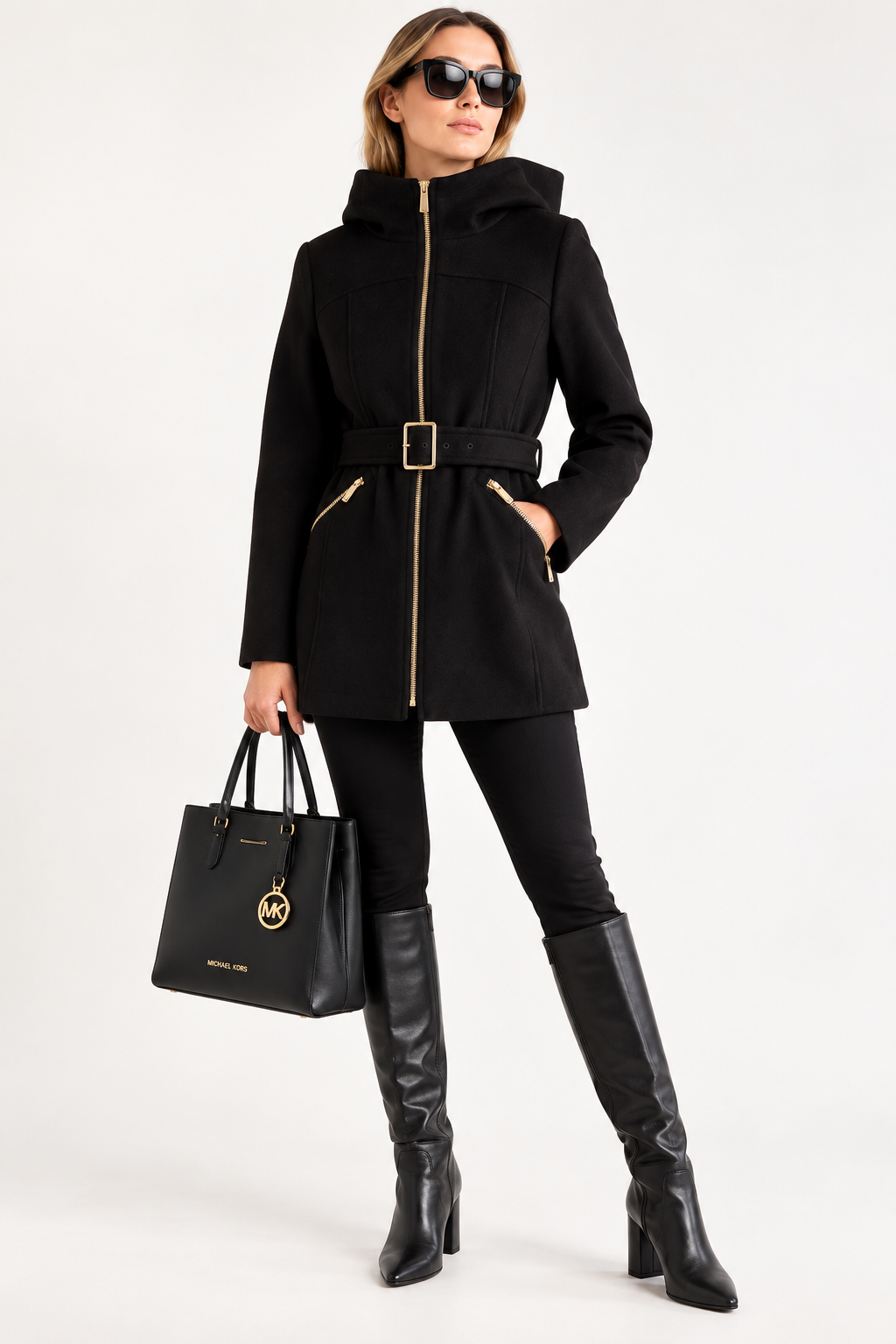 hael Kors Women’s Zip Front Jacket – Black