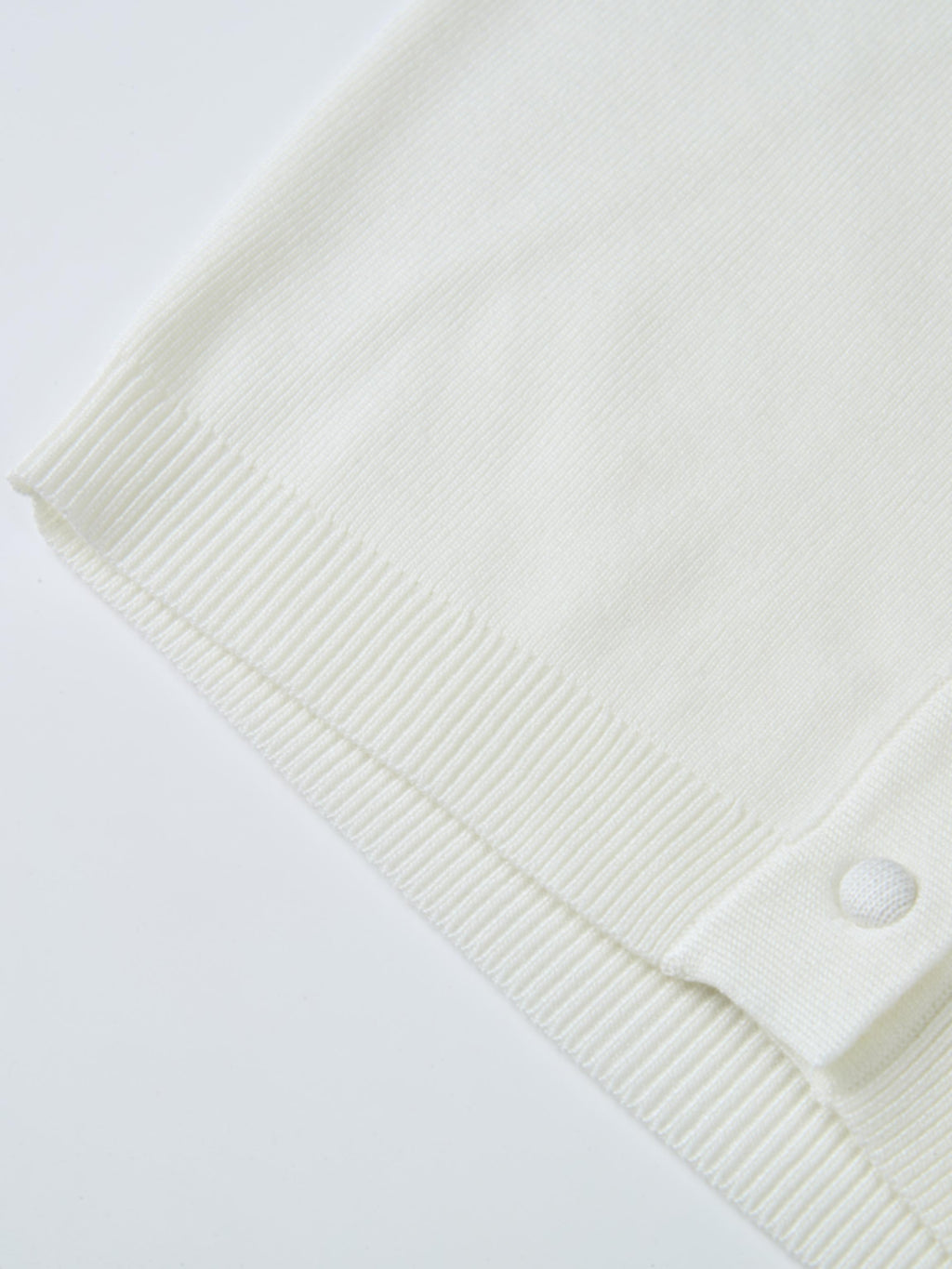 Basic Crew Knit Cardigan 17"- Cream