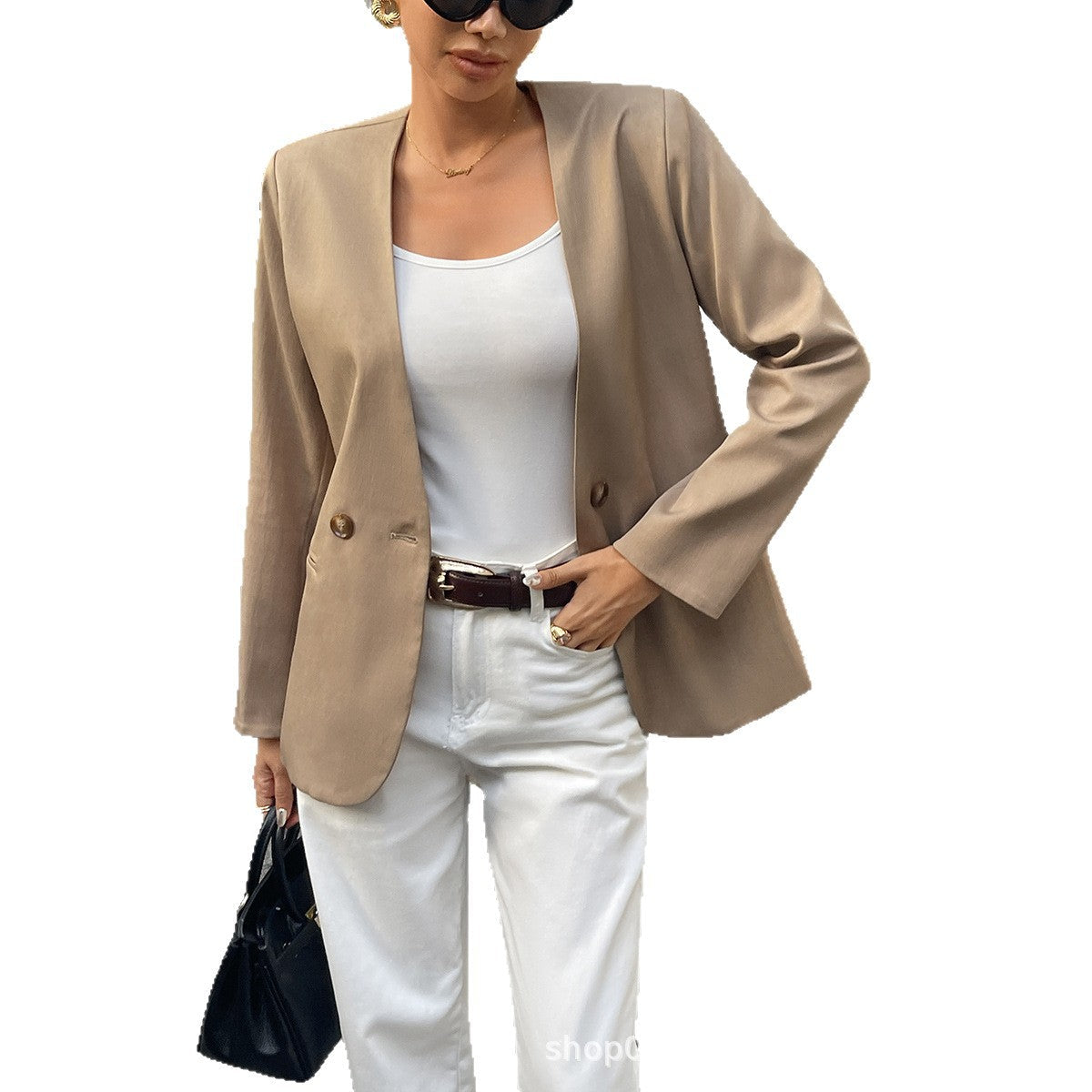Chic Solid-color Long-sleeve Blazer For Europe And America