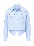 Radiant Striped Rhinestone Blouse