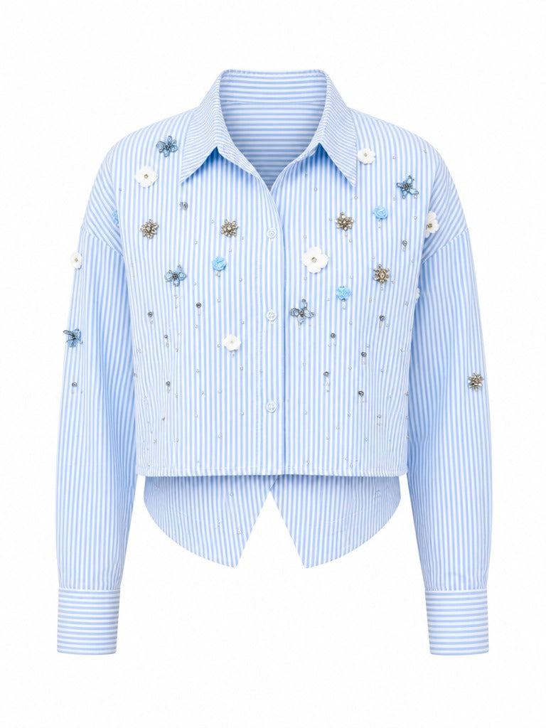 Radiant Striped Rhinestone Blouse