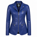 Women’s Blue Leather Blazer Jacket