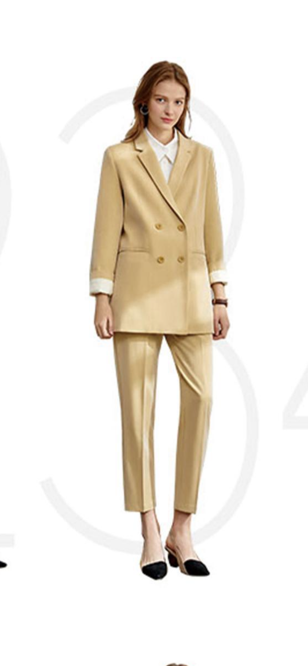 Elegant Champagne Double-Breasted Pantsuit