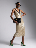 Midi Dress New Collection BYMANYC ® New York • Champagne Gold Sequins & Lace