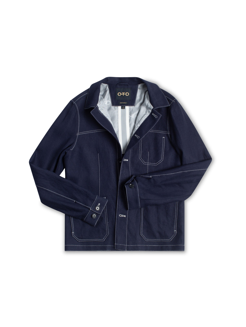 Button Front Chore Jacket With Patch Pockets