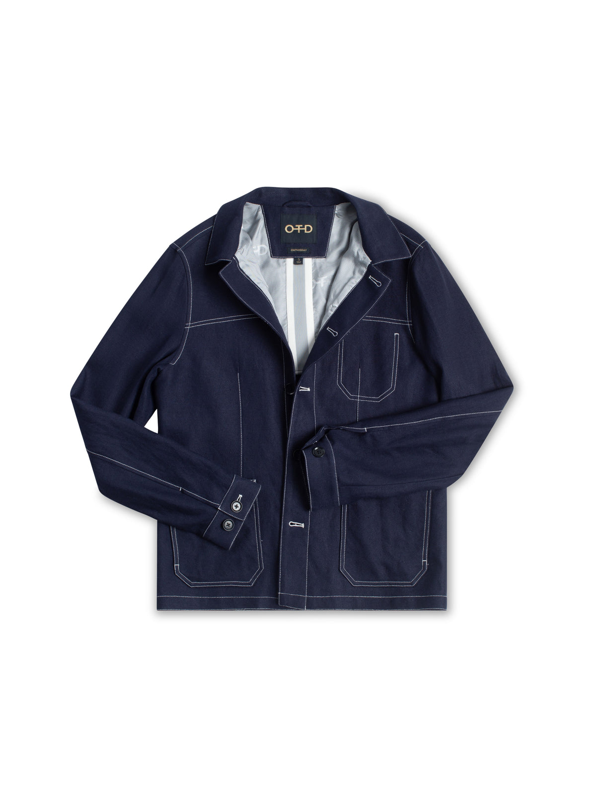 Button Front Chore Jacket With Patch Pockets