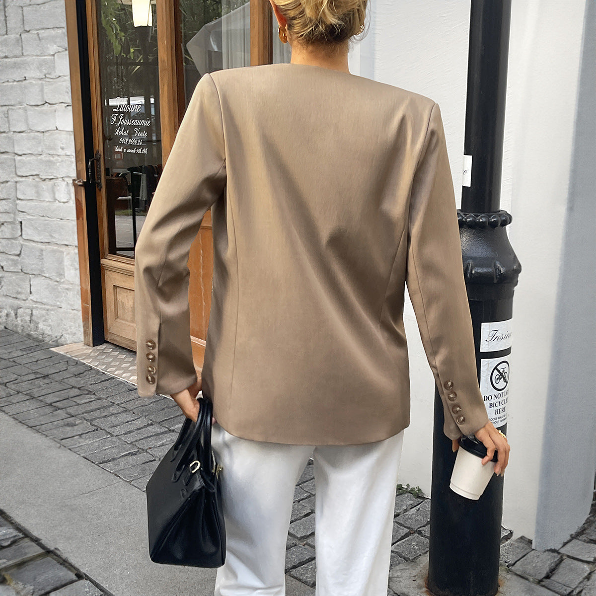 Chic Solid-color Long-sleeve Blazer For Europe And America