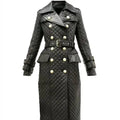 Women's Double-Breasted Quilted Leather Trench Coat